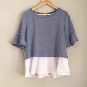 Jane and Delancey | Medium blue and white top